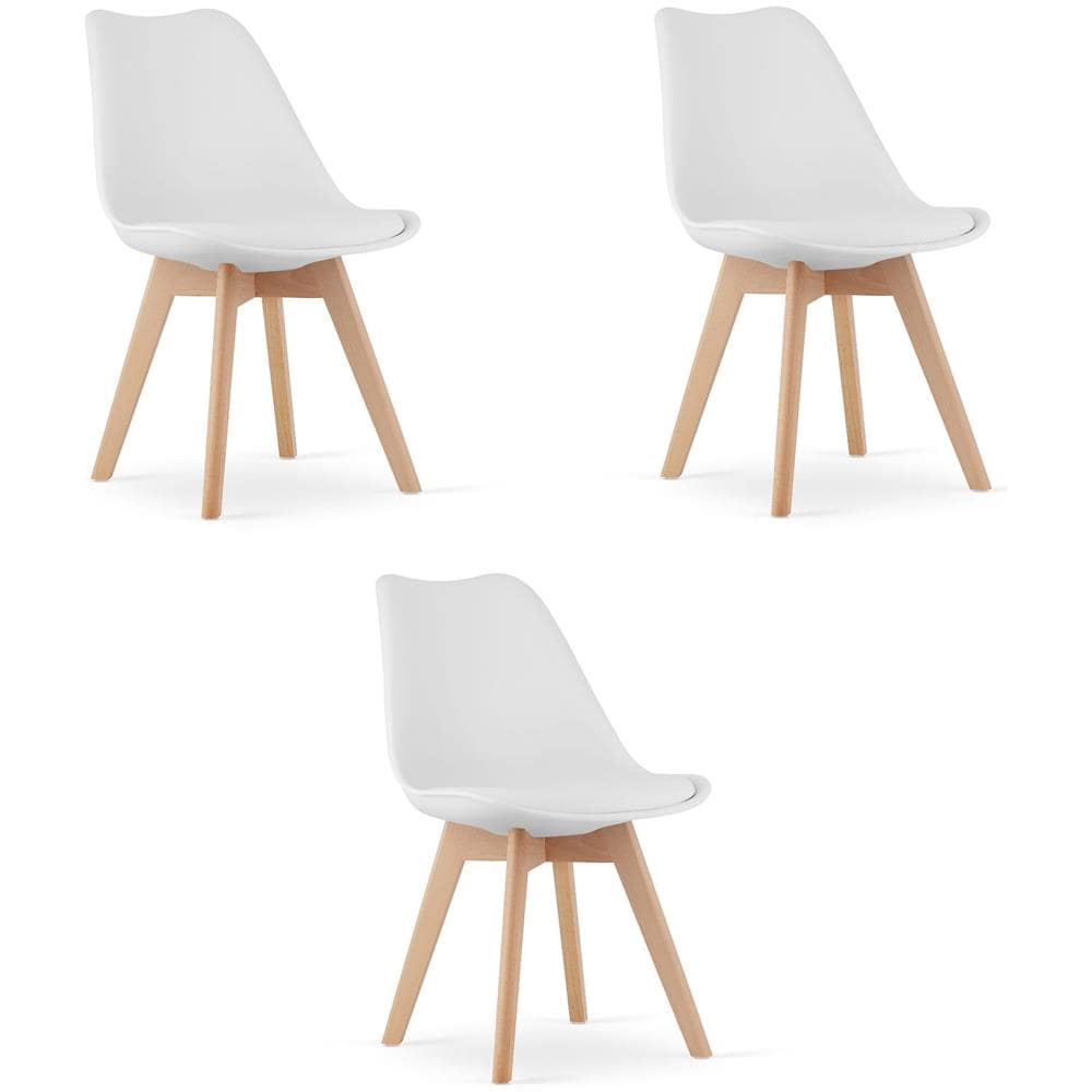 Sedie RIKX bianche con cuscino e gambe in legno x3 - Foto 1