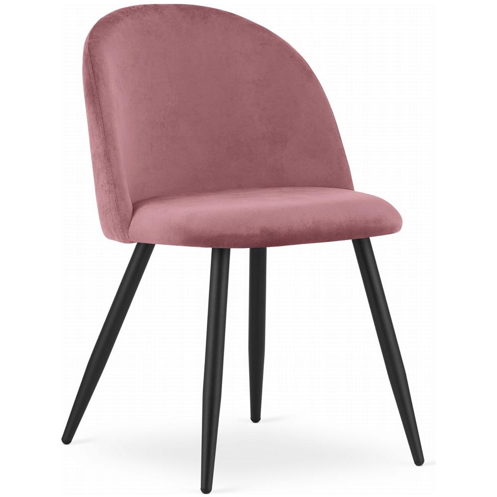 Sedia BELLO in velluto rosa scuro con gambe in metallo nero x3 - Foto 2