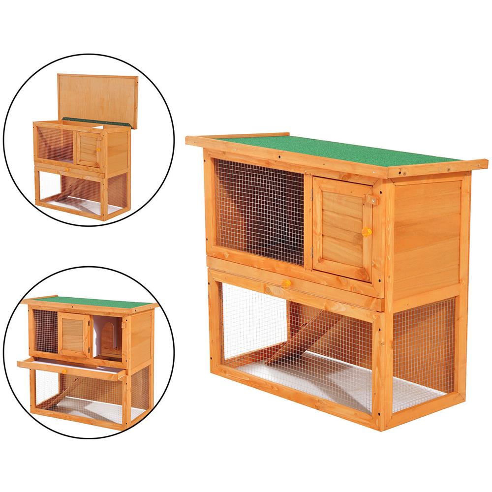 Gabbia Per Conigli Conigliera Da Esterno In Legno Di Abete, 90x45x80cm - Foto 2