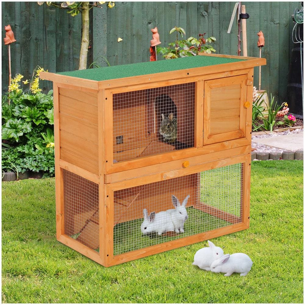 Gabbia Per Conigli Conigliera Da Esterno In Legno Di Abete, 90x45x80cm - Foto 8