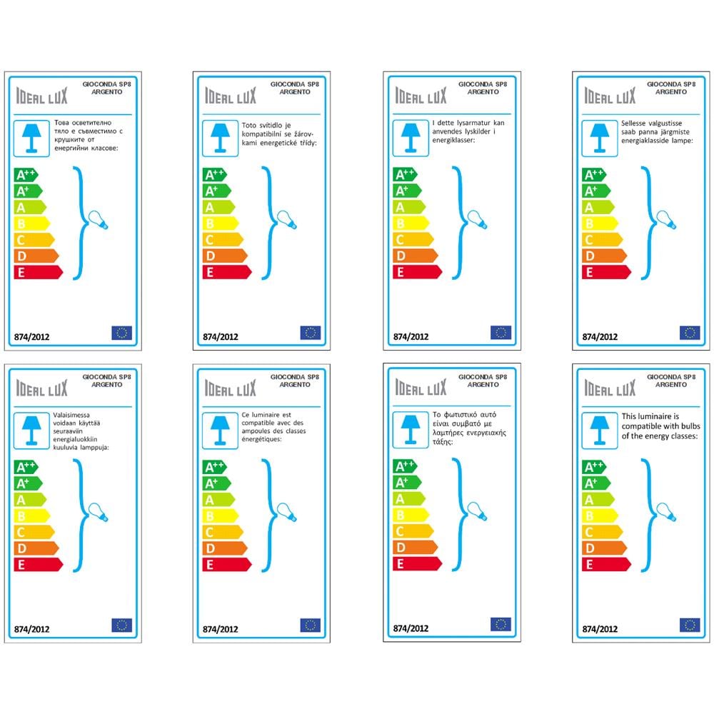Lampada A Sospensione 8 X 40w E14 Ideal Lux Argento - Foto 5