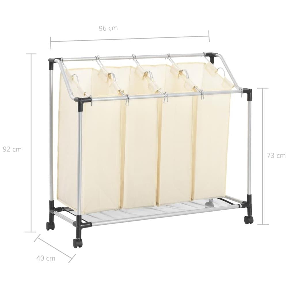 Portabiancheria Con 4 Sacchi Crema In Acciaio - Foto 6