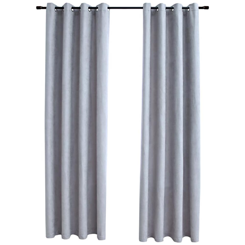 Tende Oscuranti Con Anelli In Metallo 2 Pz Grigie 140x245 Cm - Foto 2