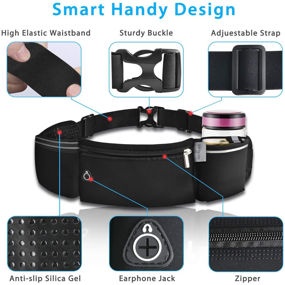 Esecuzione Di Idratazione Cintura Con Supporto Bottiglia Dacqua Doppie Tasche Esecuzione Marsupio Con Cinghia Regolabile Per Marathon Training Fitness Escursionismo Misura Per Liphone Xs Max Xr E Serie Del Telefono Samsung - Foto 4
