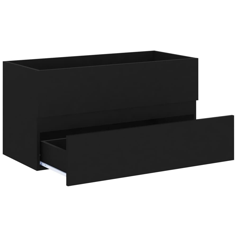 Mobile con Lavabo Integrato Nero in Legno Multistrato - Foto 7