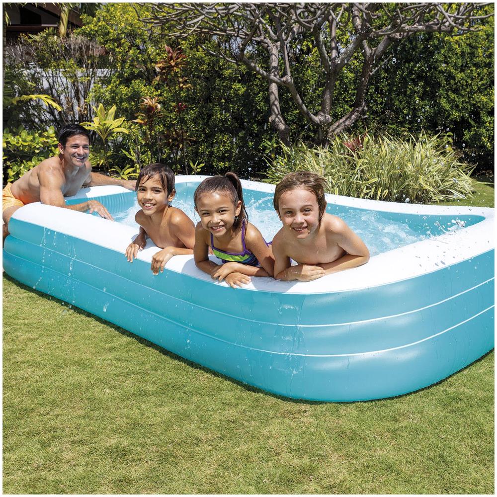 58484NP - Piscina Gonfiabile Family Rettangolare 305x183x56 cm Colore Bianco /Azzurro - Foto 4