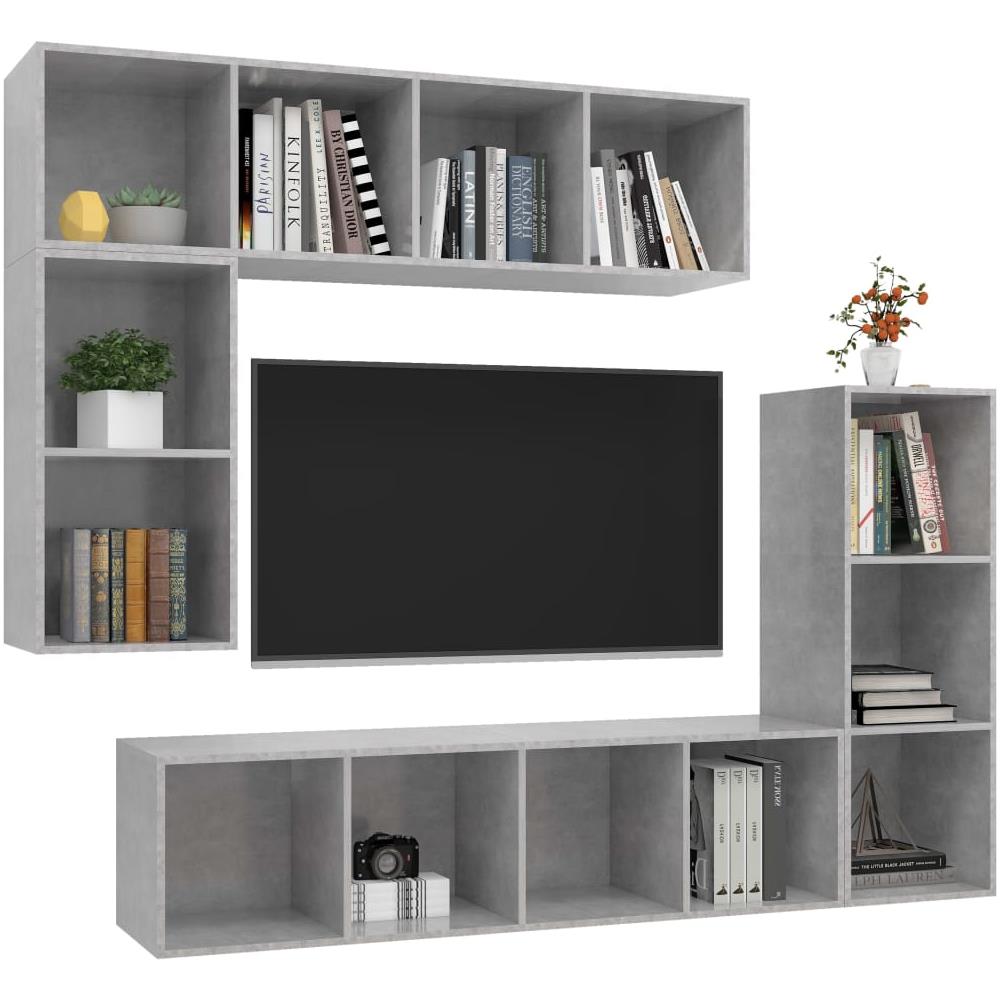 Set Porta TV 4 pz Grigio Cemento in Truciolato - Foto 2