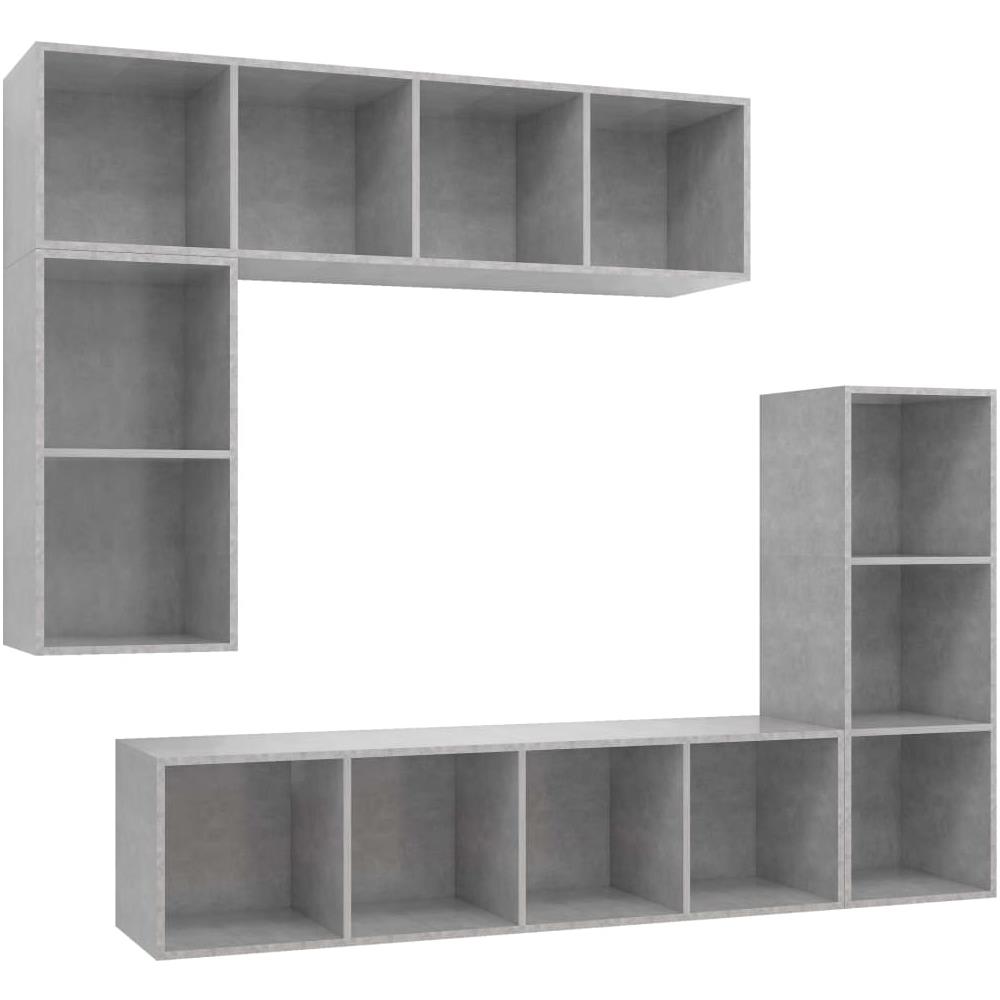 Set Porta TV 4 pz Grigio Cemento in Truciolato - Foto 1