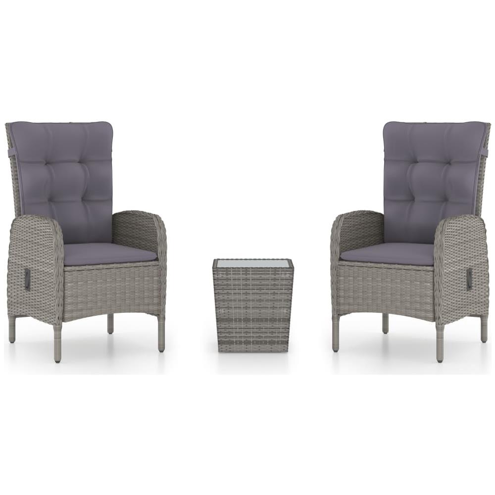 Set da Bistrot da Giardino 3 pz in Polyrattan e Vetro Grigio - Foto 1