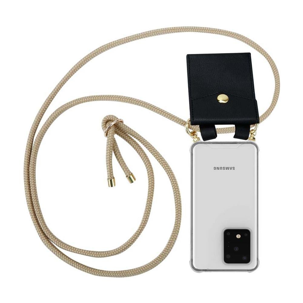Catena Di Telefoni Cellulari Compatibile Con Samsung Galaxy S20 Ultra In Marrone Brillante - Coperchio Protettivo In Silicone Con Anelli D'oro, Cinturino In Corda E Custodia Staccabile - Foto 1