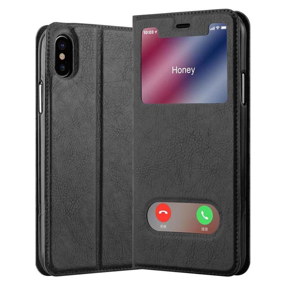Cadorabo Custodia Compatibile Con Apple Iphone Xs Max In Nero Cometa - Coperchio Protettivo Con Chiusura Magnetica, Funzione Stand E 2 Finestre Di Visualizzazione - Foto 1