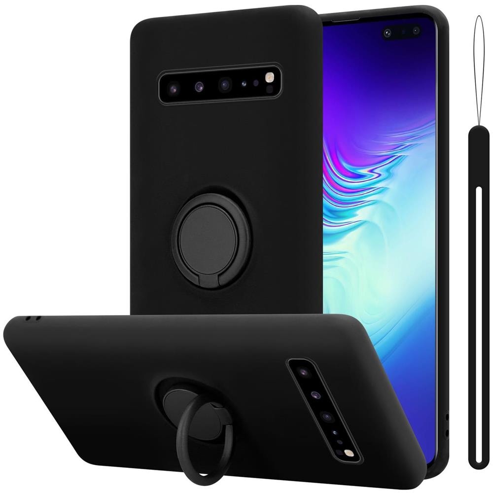 Custodia Compatibile Con Samsung Galaxy S10 5g In Liquid Nero - Coperchio Protettivo In Silicone Tpu Flessibile Con Anello - Foto 1