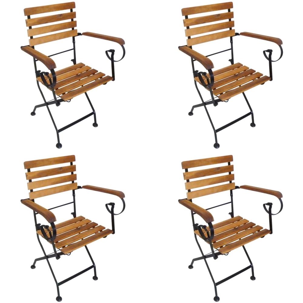 Sedie Da Giardino Pieghevoli 4 Pz In Acciaio E Legno Acacia - Foto 1