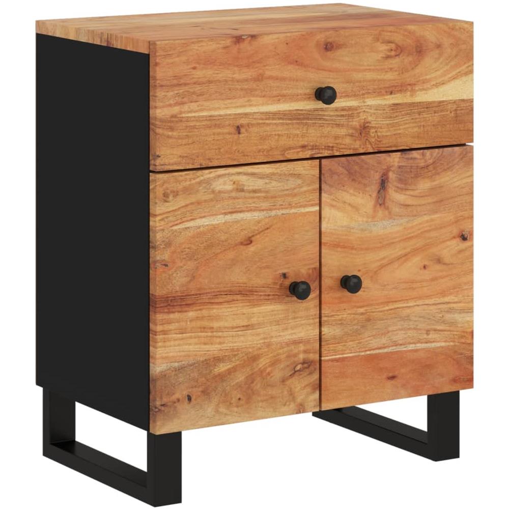 Comodino 50x33x60 Cm Legno Massello Acacia E Legno Multistrato - Foto 2