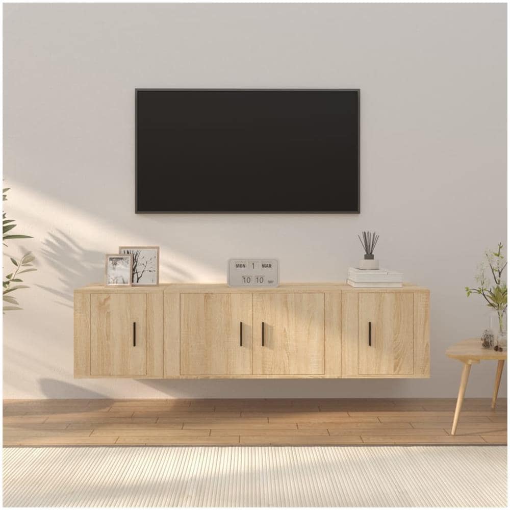 Set Di Mobili Porta Tv 3 Pz Rovere Sonoma In Legno Multistrato - Foto 1