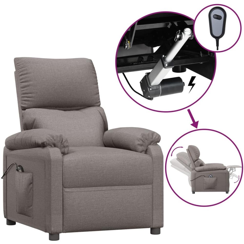 Poltrona Elettrica Reclinabile Tortora In Tessuto - Foto 2