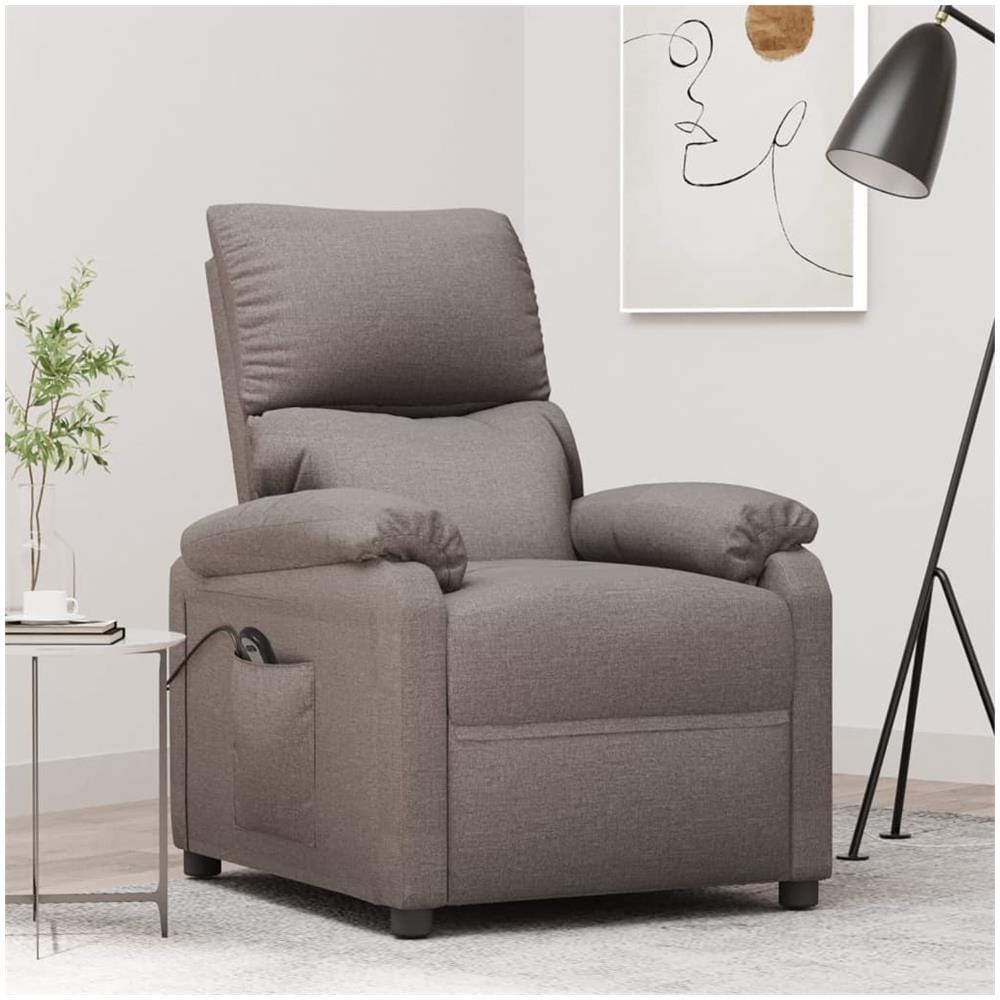 Poltrona Elettrica Reclinabile Tortora In Tessuto - Foto 1