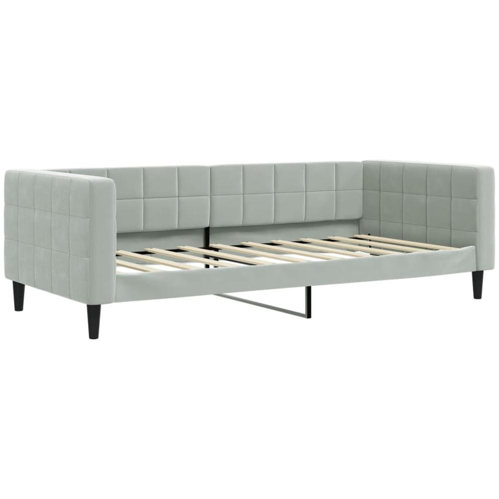 Letto Da Giorno Grigio Chiaro 90x190 Cm In Velluto - Foto 2