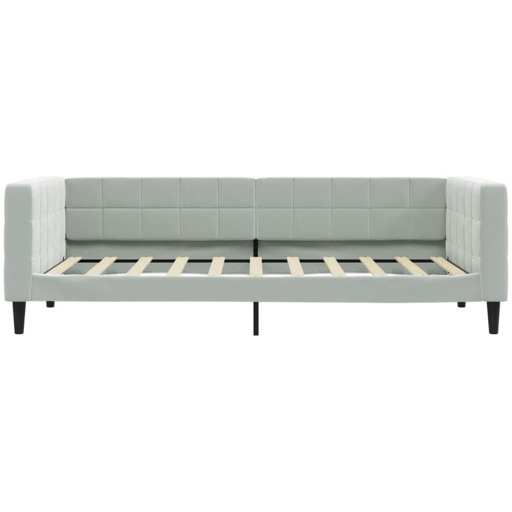 Letto Da Giorno Grigio Chiaro 90x190 Cm In Velluto - Foto 3