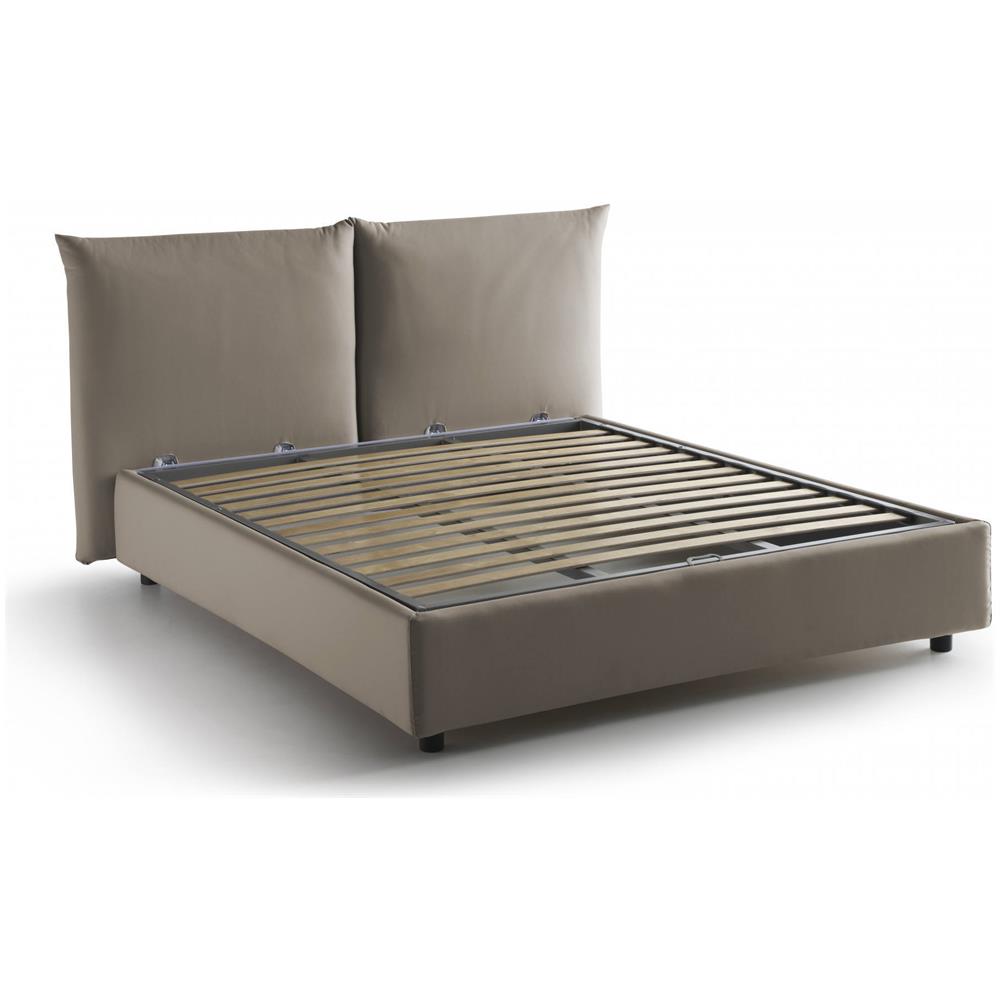 Letto Matrimoniale Tiziana, Letto Contenitore Con Rivestimento In Tessuto, 100% Made In Italy, Apertura Frontale, Adatto Per Materasso Cm 160x190, Tortora - Foto 2