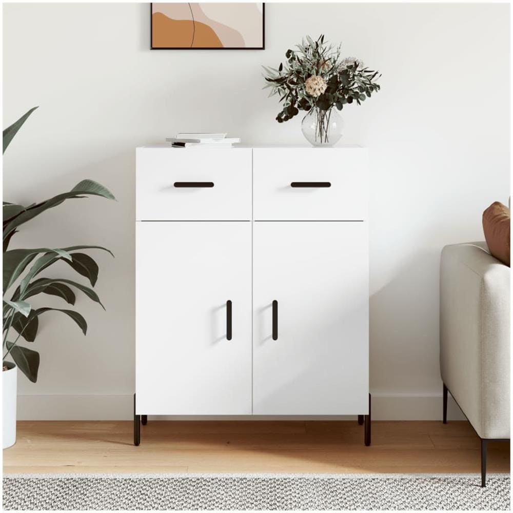 Credenza Bianca 69,5x34x90 Cm In Legno Multistrato - Foto 1