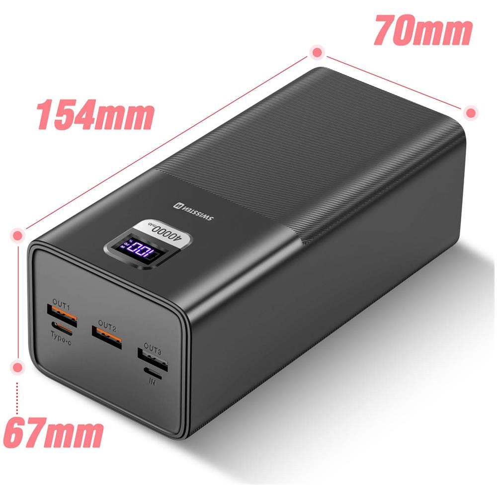 Batteria Esterna 40000mah Usb E Usb-c 100w Power Line Compatto, Nero - Foto 5