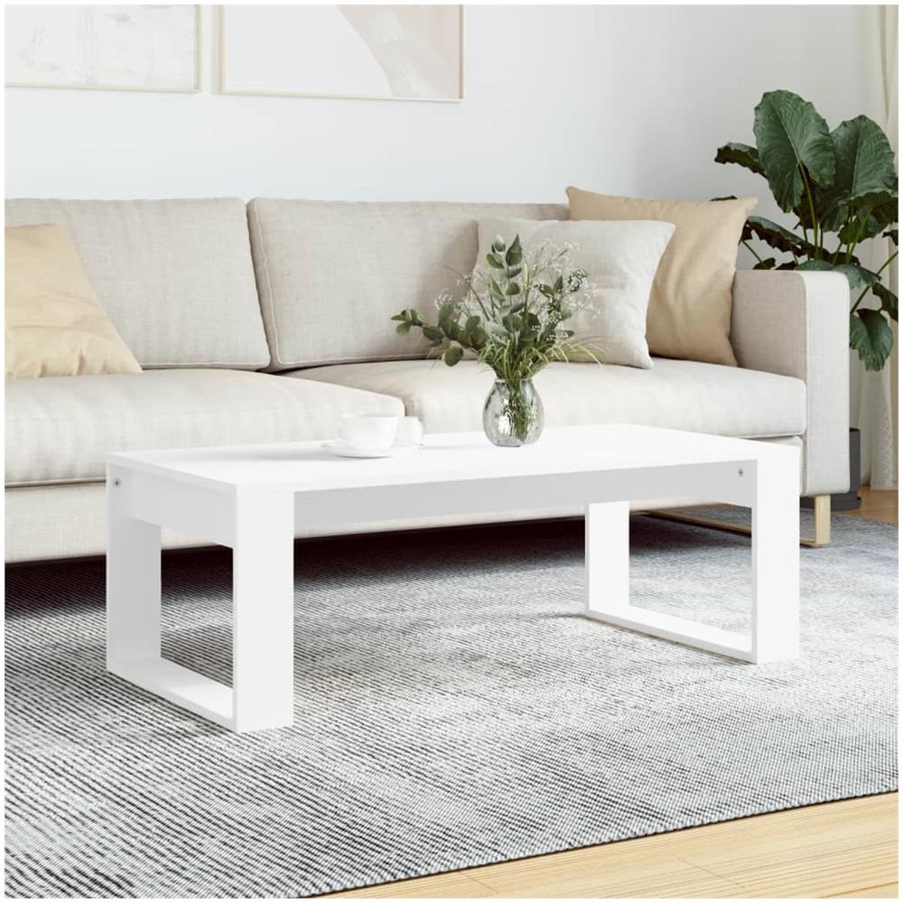 Tavolino Da Salotto Bianco 102x50x35 Cm In Legno Multistrato - Foto 1