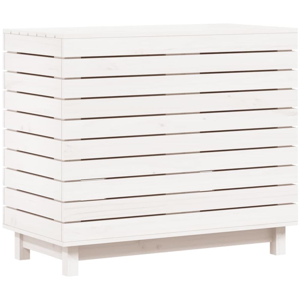 Cesto Per Bucato Bianco 88,5x44x76 Cm Legno Massello Pino - Foto 2