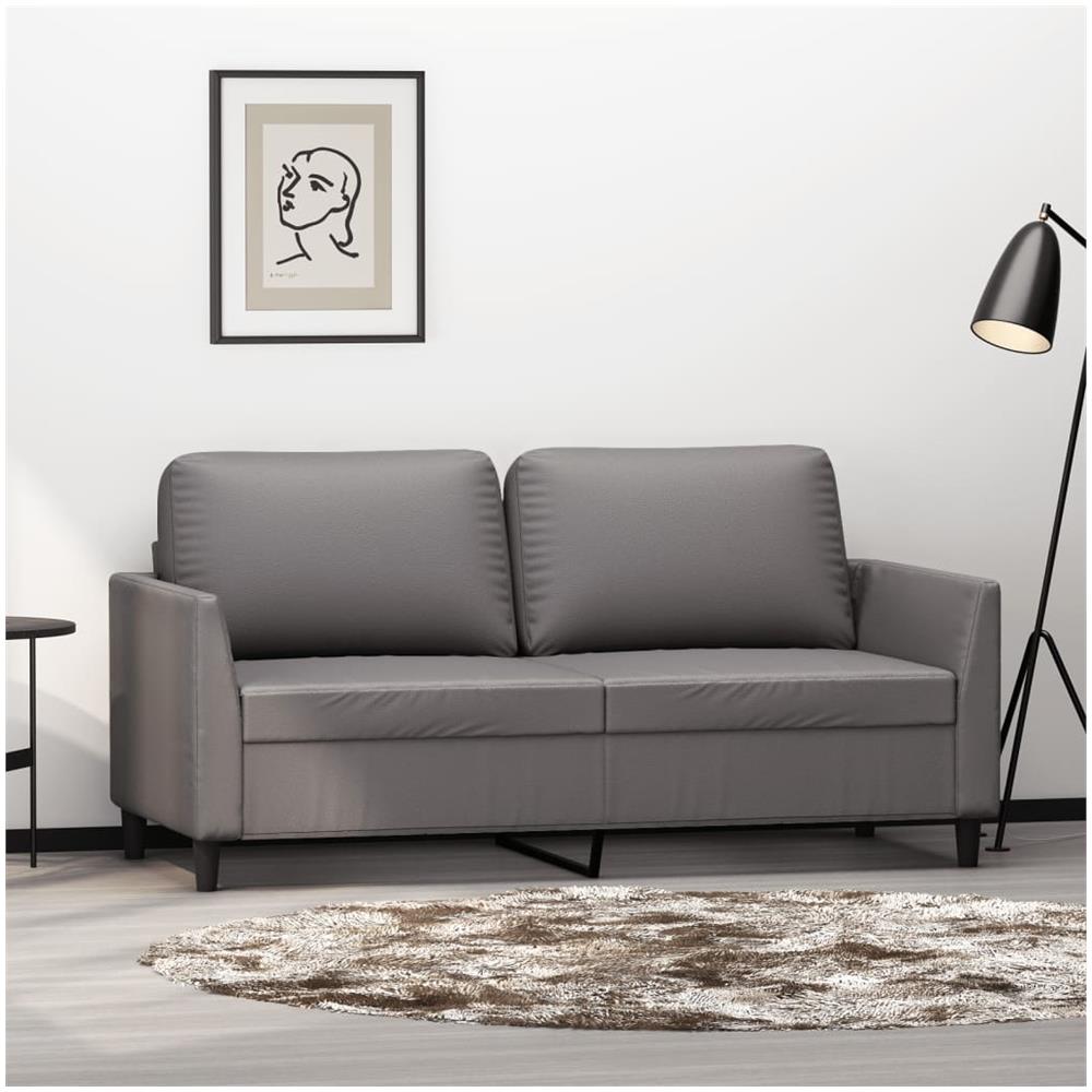 Divano A 2 Posti Grigio 140 Cm In Similpelle - Foto 1