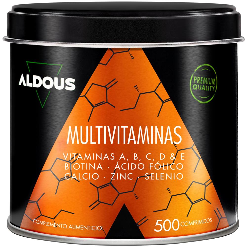 Multivitaminico Aldous | 500 compresse | Vitamina C, D, E, A, Vitamine del gruppo B, Biotina, Acido folico, Calcio, Zinco, Selenio - Foto 1