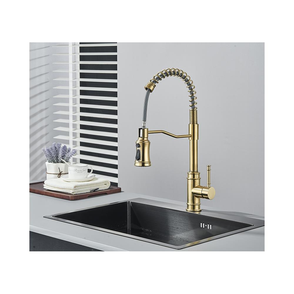 Rubinetto per lavello da cucina, Blackswan, tipo M323, modello oro opaco con 3 modalità e doccia retrattile, misura 49 cm - Foto 2