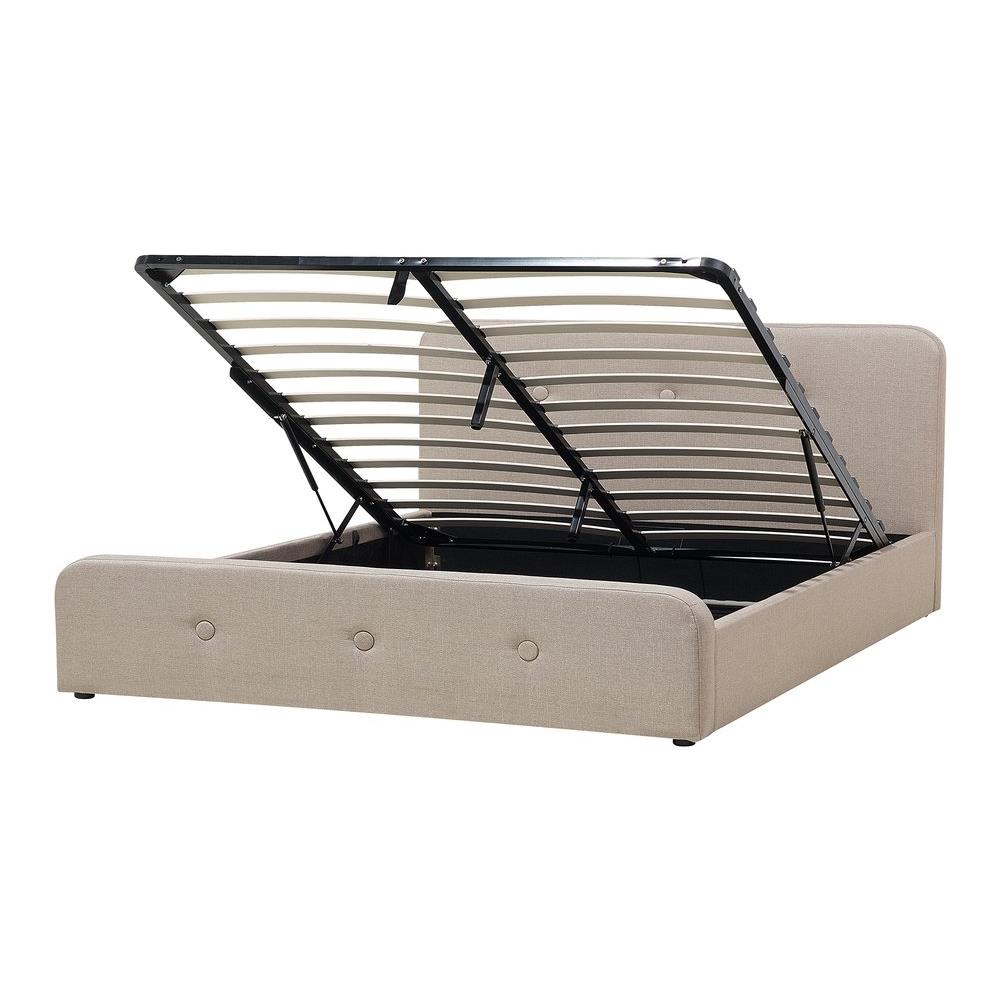 Letto Matrimoniale In Tessuto Beige Con Contenitore 180 X 200 Cm Rennes - Foto 1