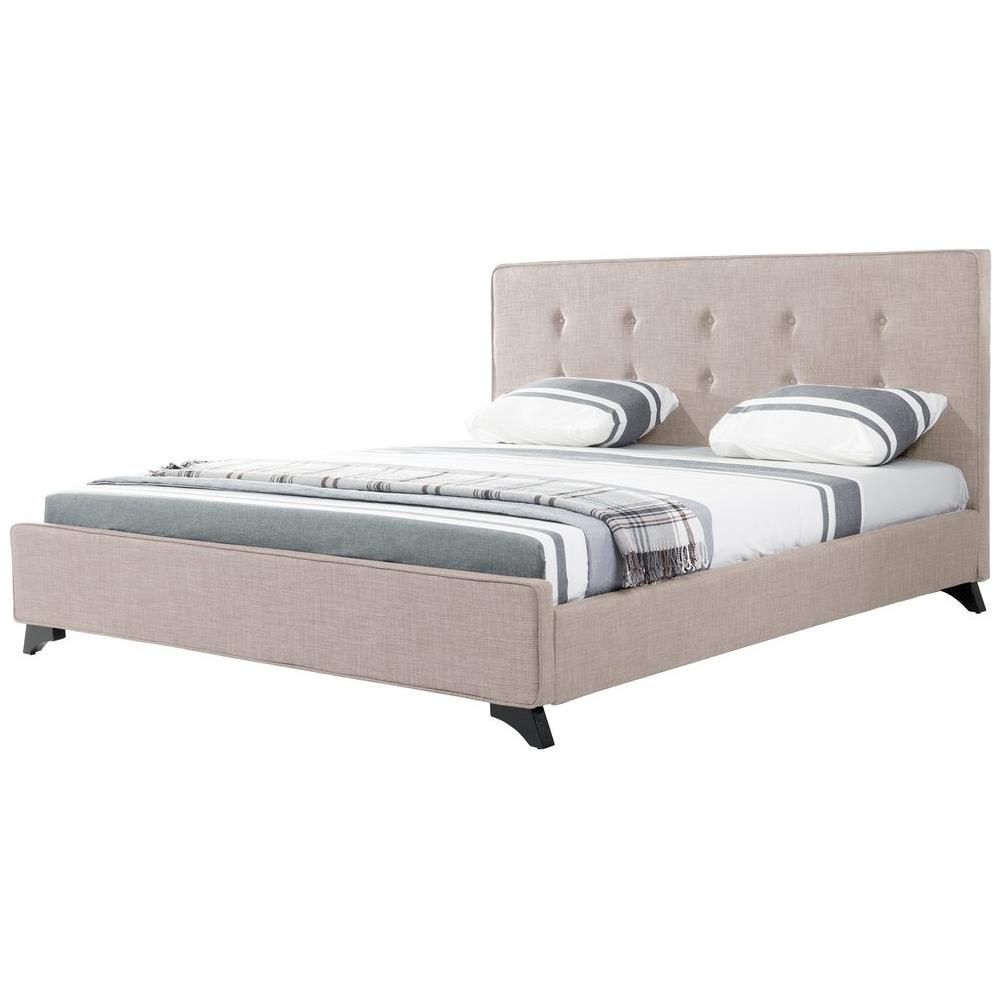 Letto In Tessuto Beige 180 X 200 Cm Ambassador - Foto 1