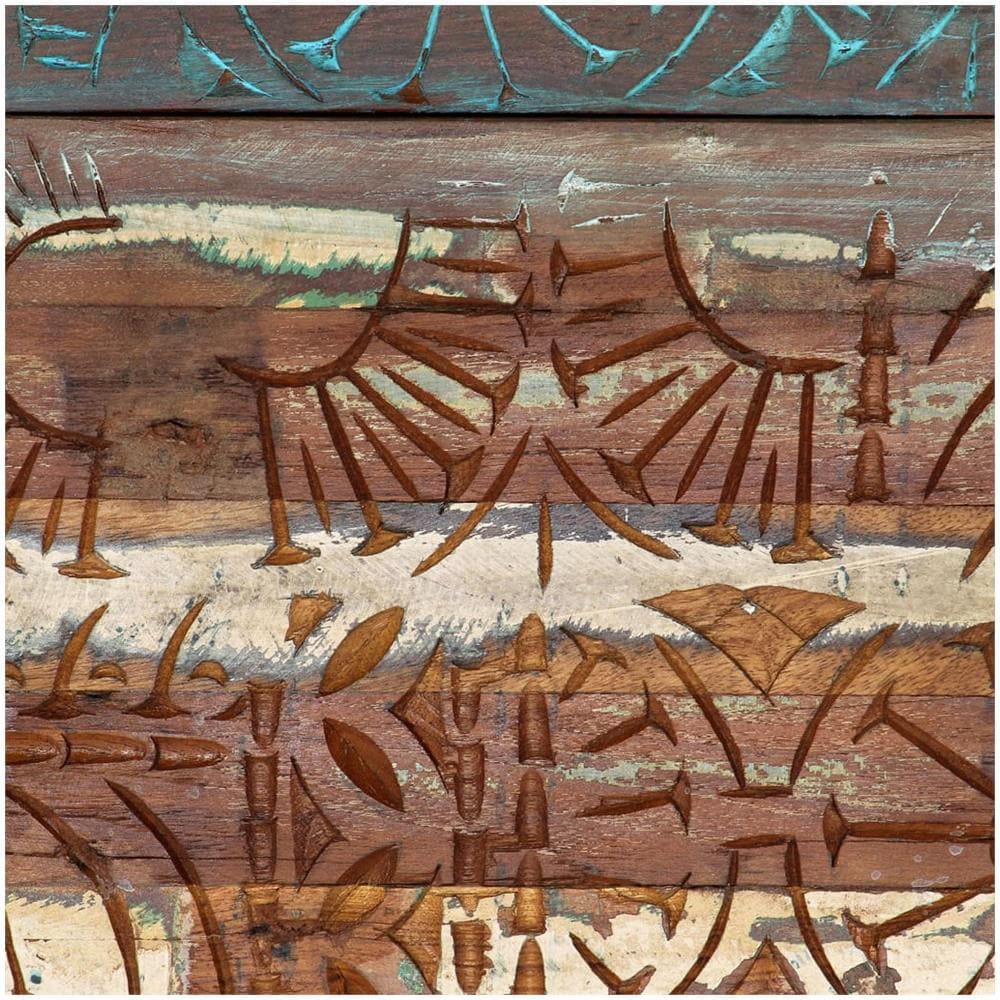 Comodino Intagliato A Mano 40x30x50 Cm In Massello Di Recupero - Foto 2