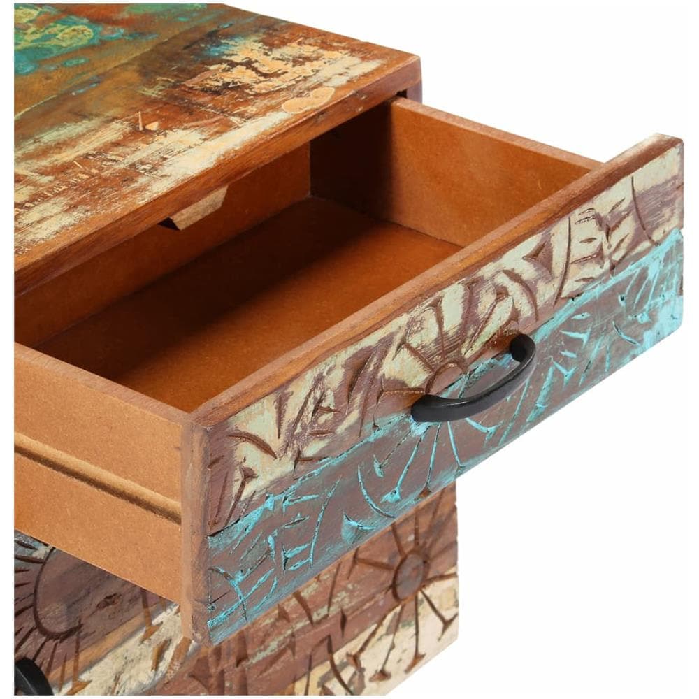 Comodino Intagliato A Mano 40x30x50 Cm In Massello Di Recupero - Foto 15