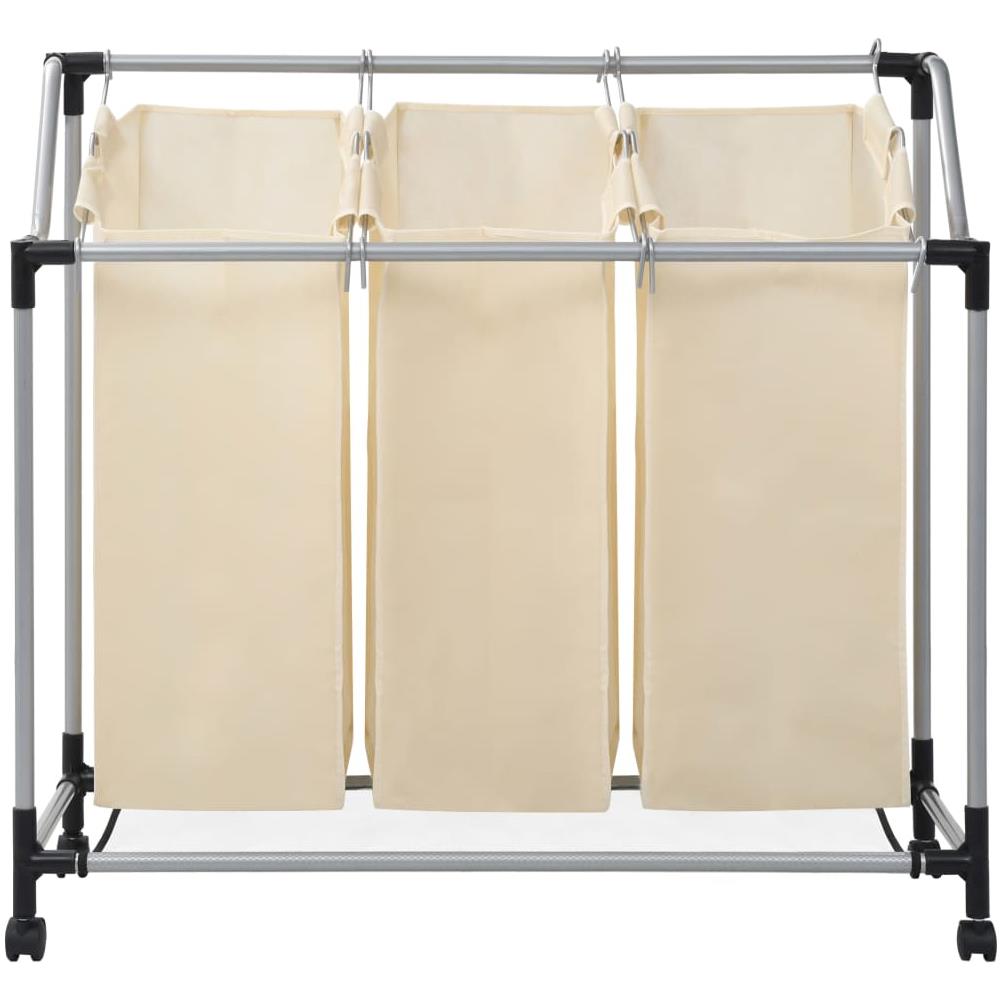 Portabiancheria Con 3 Sacchi Crema In Acciaio - Foto 2