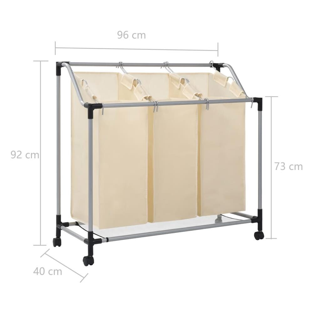 Portabiancheria Con 3 Sacchi Crema In Acciaio - Foto 7