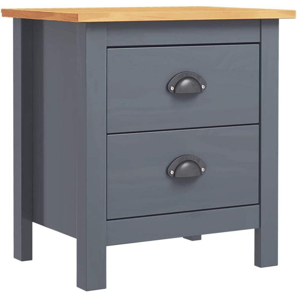 Comodino Hill Grigio 46x35x49,5 cm Legno Massello di Pino - Foto 1