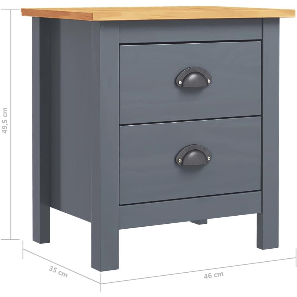 Comodino Hill Grigio 46x35x49,5 cm Legno Massello di Pino - Foto 7
