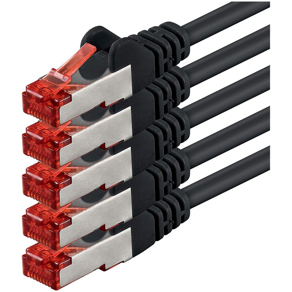 1m - Nero - 5 Pezzi - Cat6 Cat 6 Ethernet - Lan Cavo Di Rete - Set - Rj45 Internet 1000 Mbit S Patchcabel Cat 6 S-ftp Pimf Compatibile Con Cat5 Cat6a Cat7 Cat8 - Foto 1