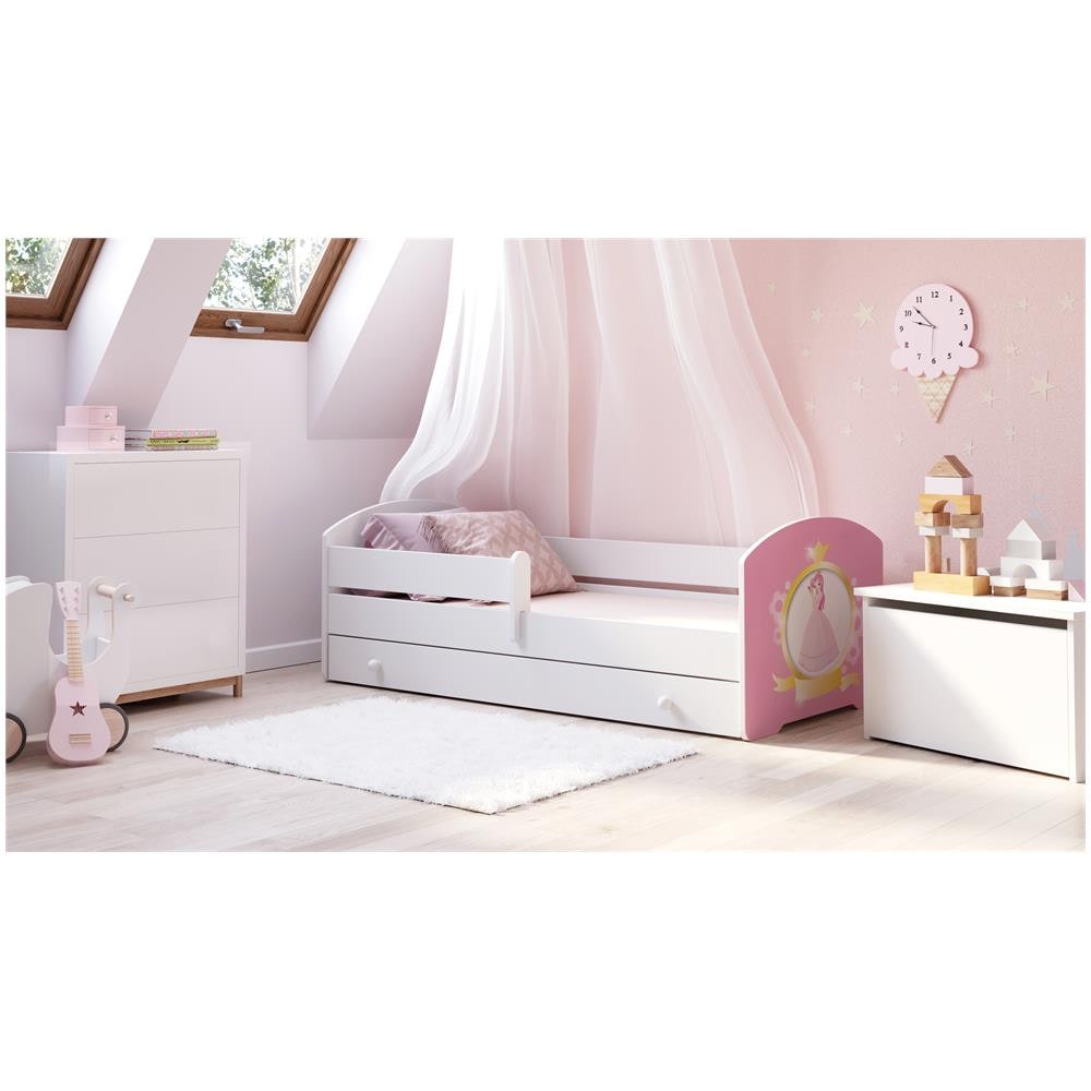 Letto Per Bambini Luk 160x80 Cassetto E Una Ringhiera+ Materasso E Giroletto Princess - Foto 2