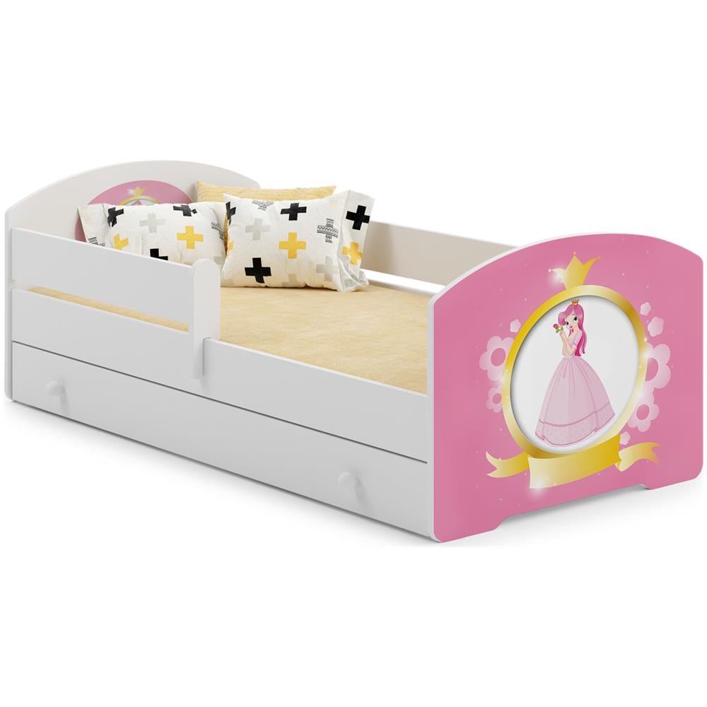 Letto Per Bambini Luk 160x80 Cassetto E Una Ringhiera+ Materasso E Giroletto Princess - Foto 1