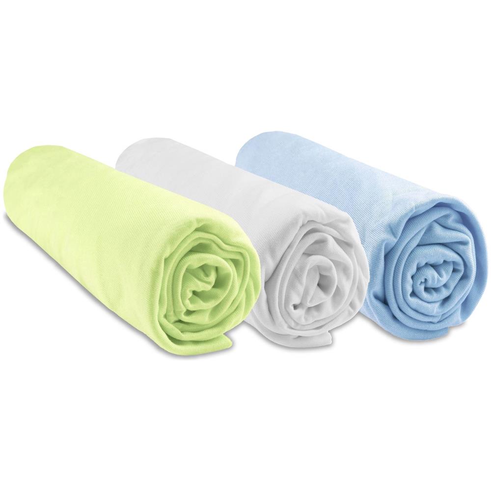 Set Di 3 Lenzuola Con Angoli In Bambù - 40x80 / 40x90 Cm -blanc-ciel-anis - Foto 1