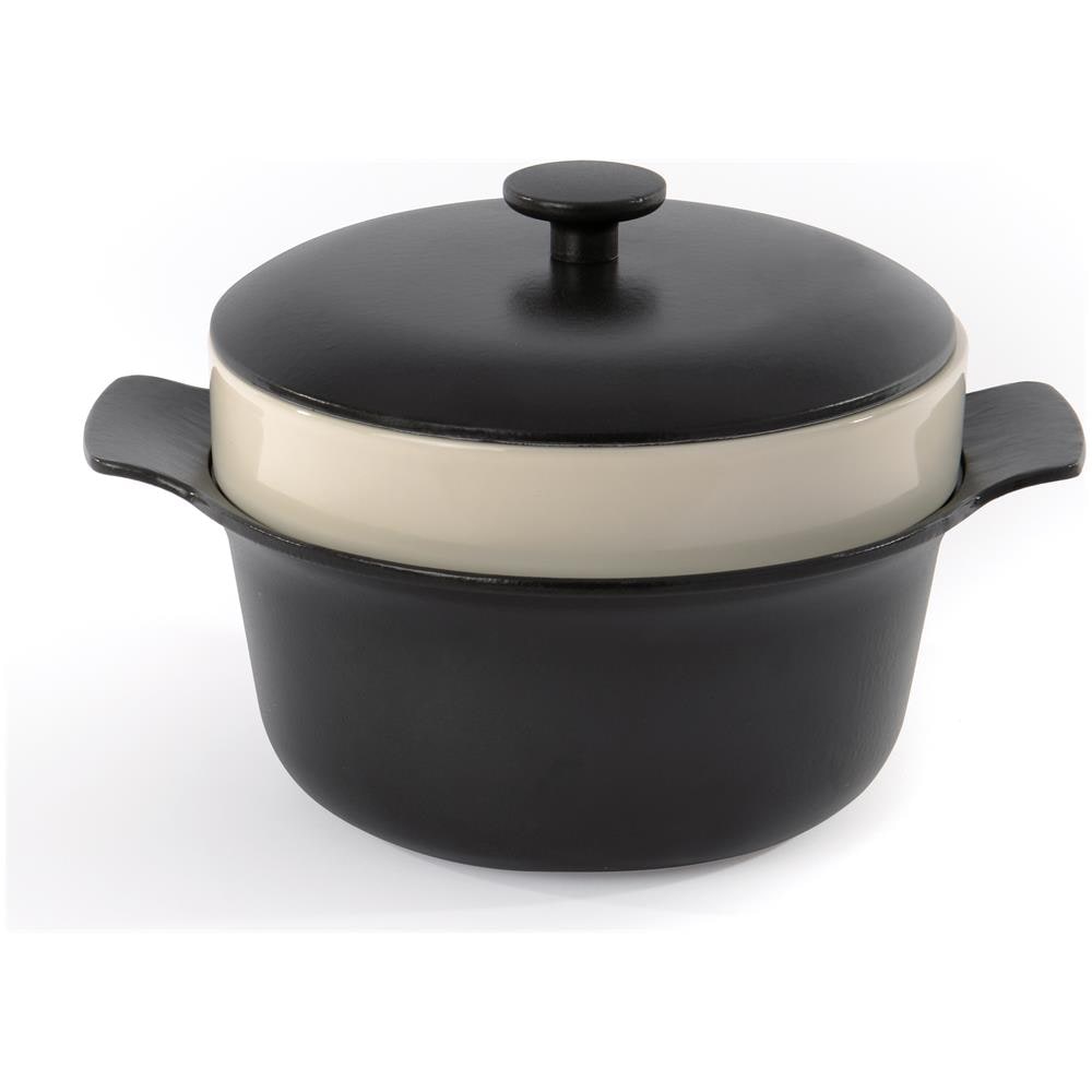 Pentola Con Coperchio Ghisa Nera 24cm - Ron - Foto 2