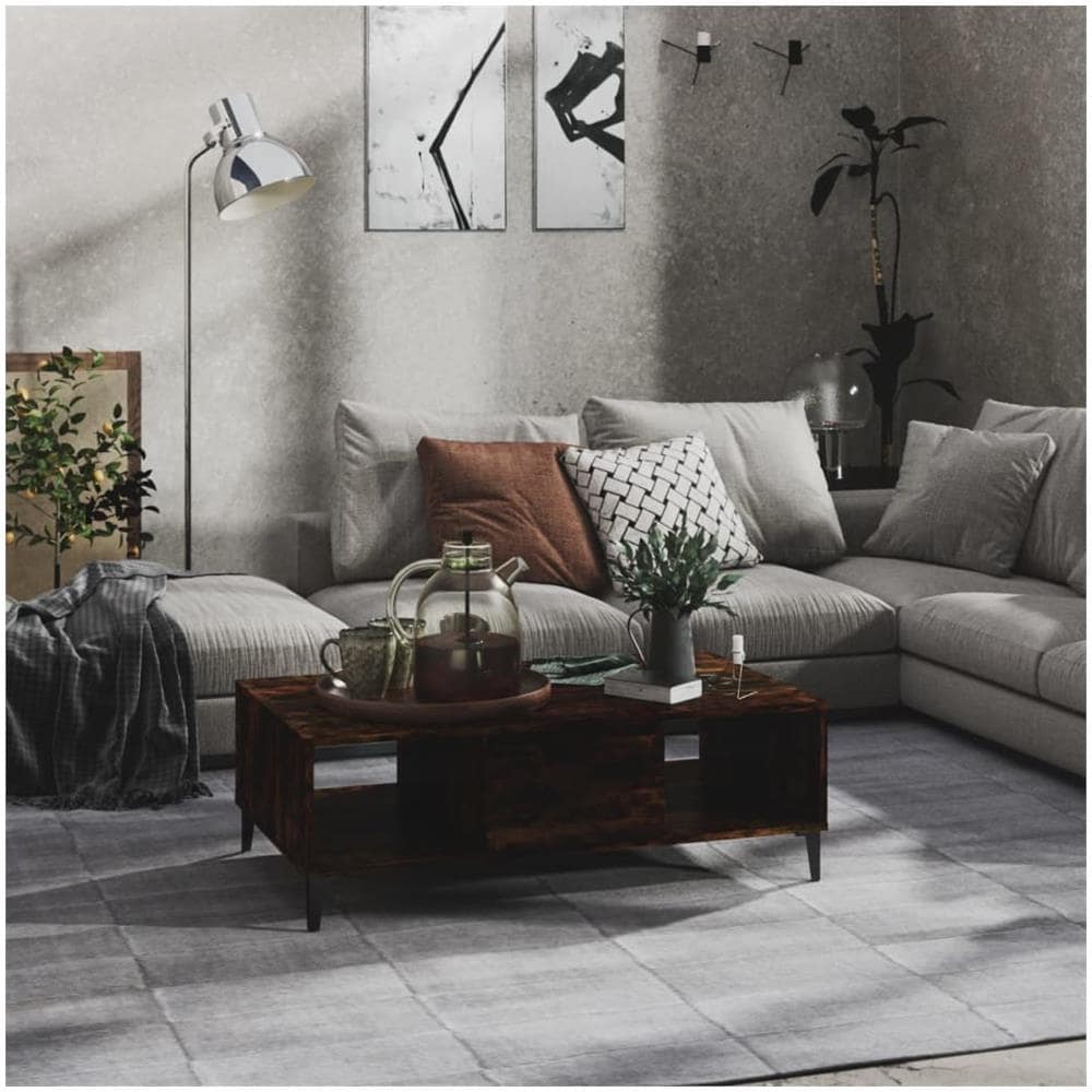 Tavolino da Salotto Rovere Fumo 103,5x60x35cm in Truciolato - Foto 1