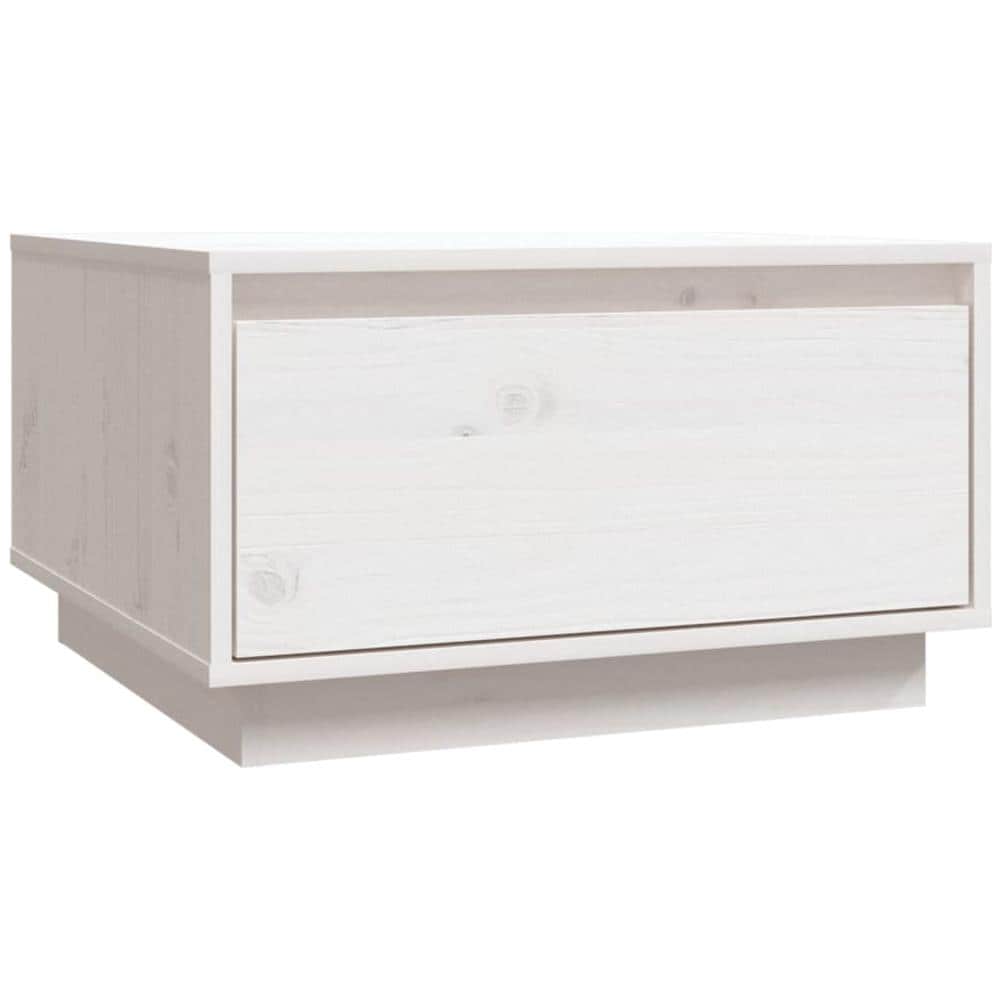 Tavolino Da Salotto Bianco 55x56x32 Cm Legno Massello Di Pino - Foto 2