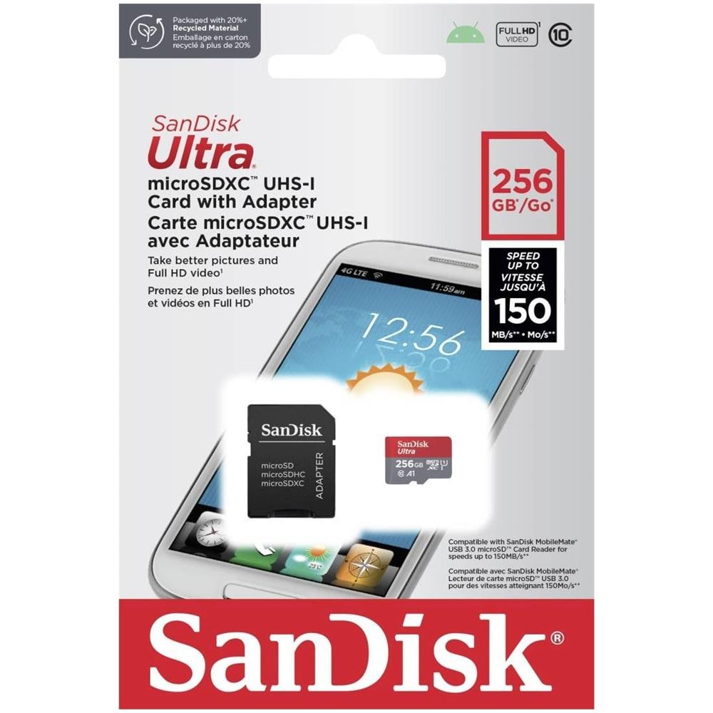Micro SD SDSQUAC-256G-GN6MA 256 GB con Adattatore Classe UHS I, 1 (U1) Rosso Colore Grigio / Rosso - Foto 3