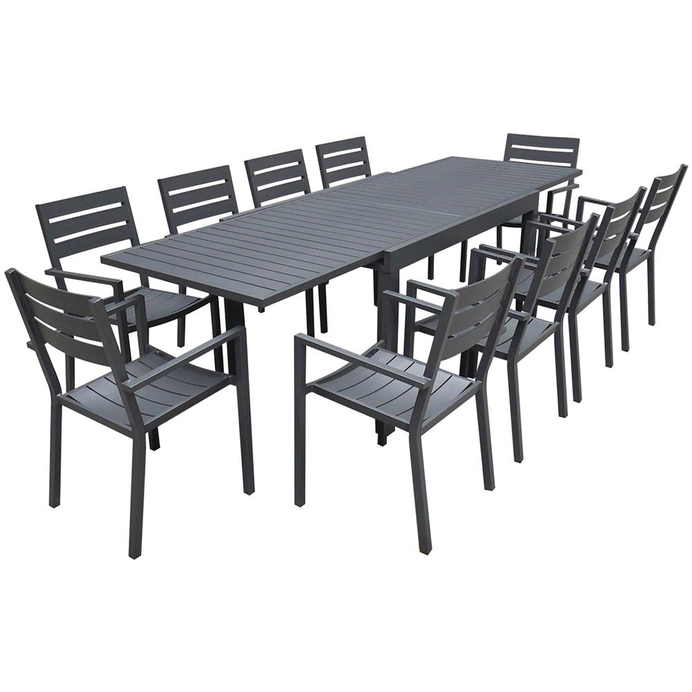 Set Di Mobili Da Giardino Allungabili Venezia 132/264 In Alluminio Antracite - 10 Posti A Sedere - Foto 1
