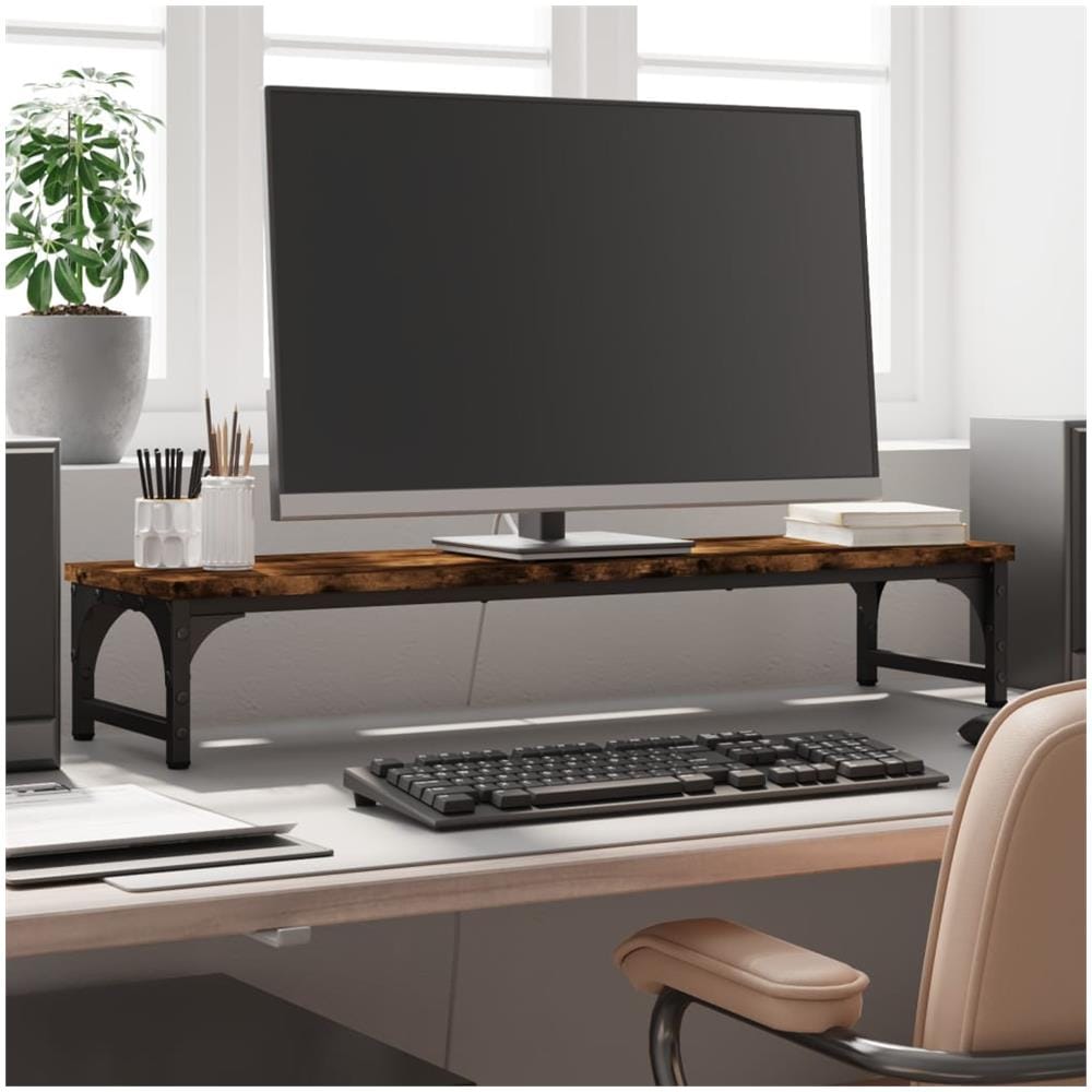 Supporto Per Monitor Rovere Fumo 85x23x15,5cm Legno Multistrato - Foto 1