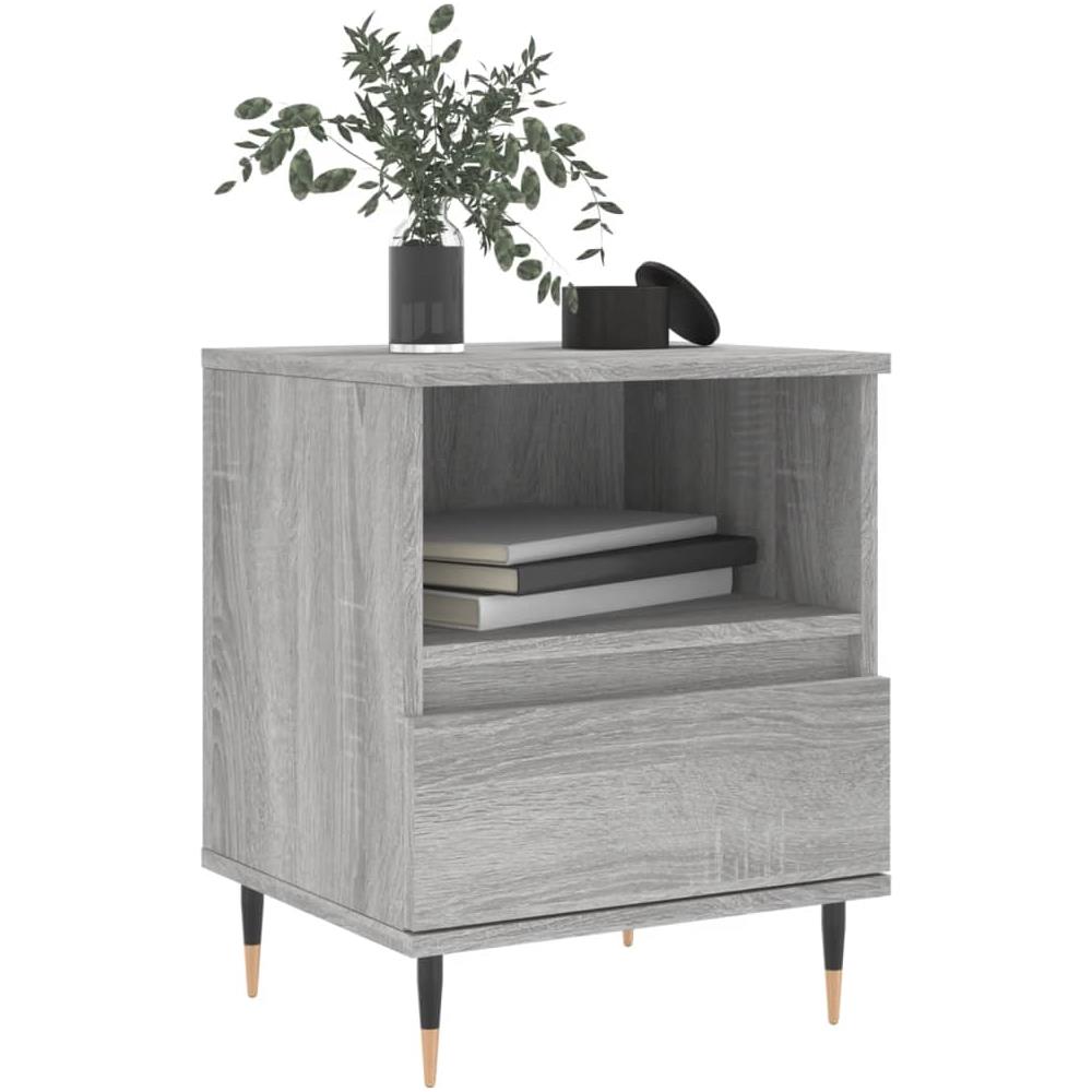 Comodino Grigio Sonoma 40x35x50 Cm In Legno Multistrato - Foto 3